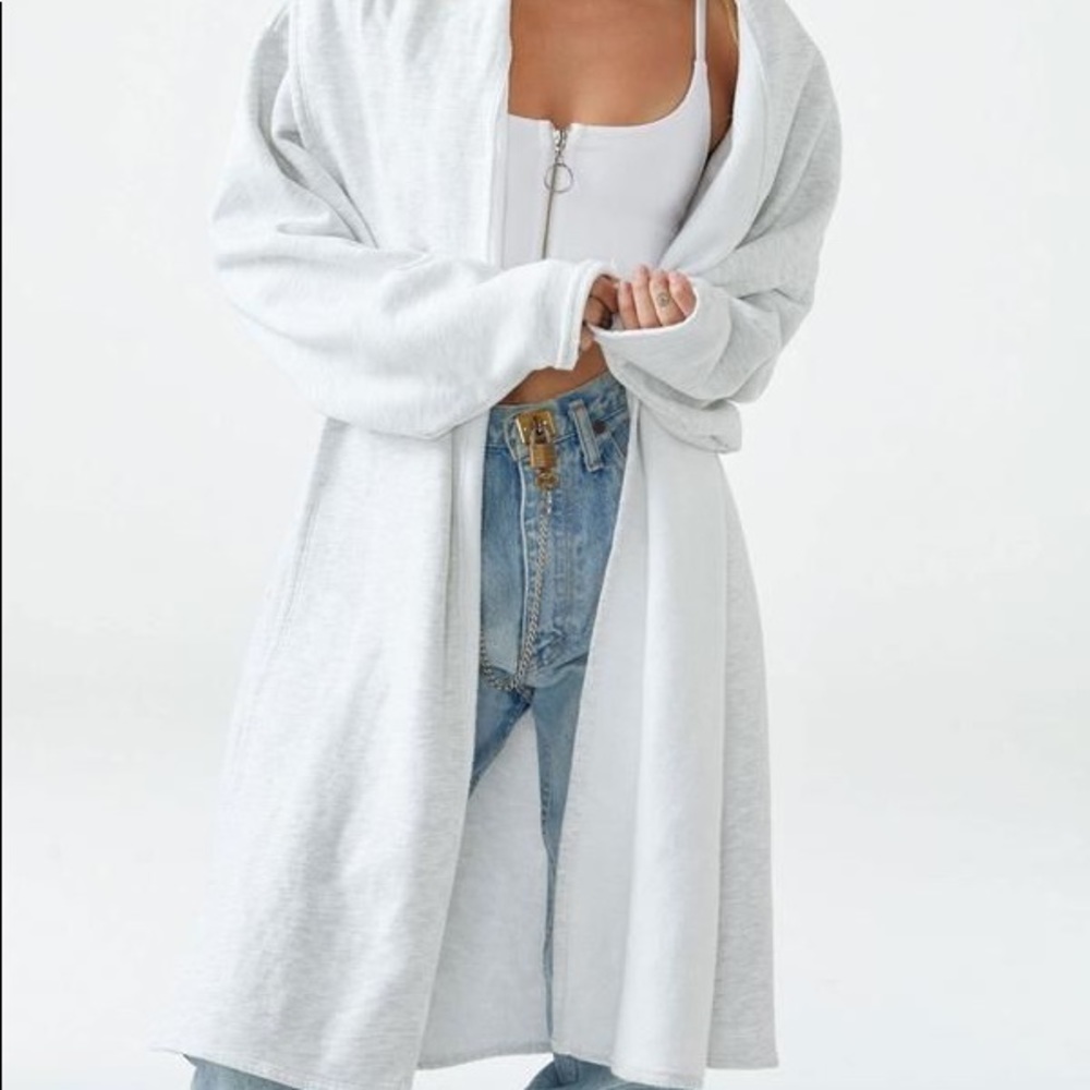 Joah Brown Oversized Cardigan, Pearl Grey Terry, One size; New with tags